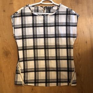 White and black plaid top